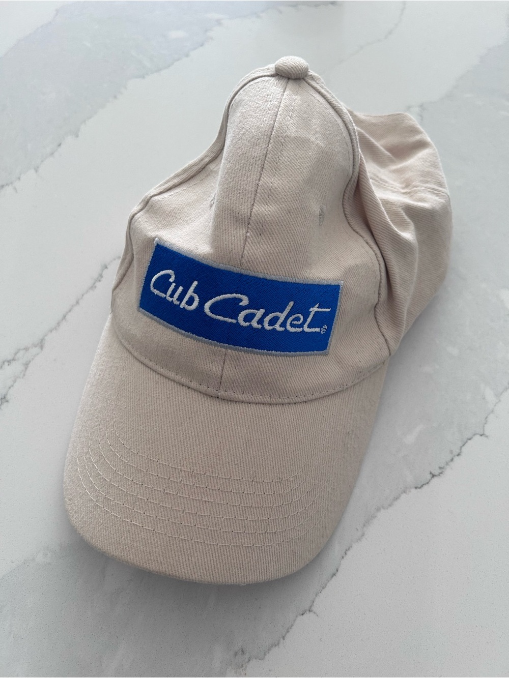 Cub Cadet Beige Baseball Cap with Blue Logo